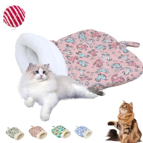 Cat Cozy Sleeping Bag, Winte Warm Pet Sleeping Bags, Self Warming Cat Cave Bed Fluffy Cat Tunnel Cat Hideaway Calming Sleeping Bag Bed for Cats Kittens (Pink, Large) von Shafaja