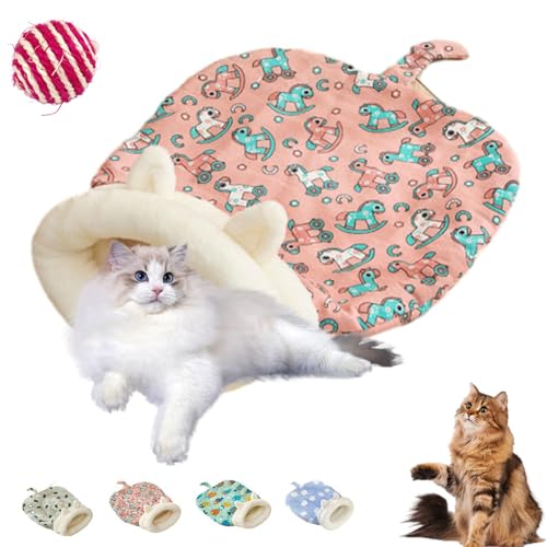 Cat Cozy Sleeping Bag, Winte Warm Pet Sleeping Bags, Self Warming Cat Cave Bed Fluffy Cat Tunnel Cat Hideaway Calming Sleeping Bag Bed for Cats Kittens (Pink B, Large) von Shafaja