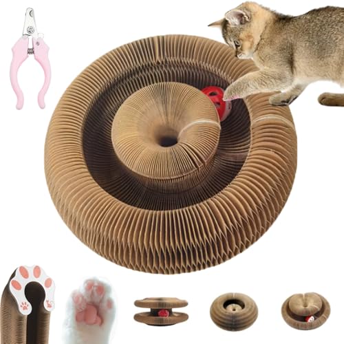 Katzenwirbel, Katzen Wirbel Spielzeug, Katzenspielzeug, Magic Organ Cat Scratching Board Kurlz Toy, Recyclable Foldable Nteractive Scratch Pad Cat Toy with Ball (1PC) von Shafaja