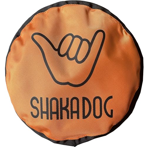 Shaka™ Orange ZippyToss Hundefrisbee Interaktives Hundespielzeug [Fliegende Scheibe Hund Apportierspielzeug - Schwimmt im Wasser & Sicher auf den Zähnen] 22,9 cm Frisbee (Orange) von Shaka