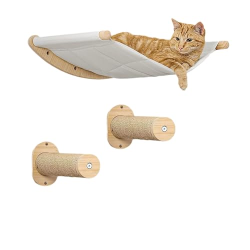 Shakub Katzen Hängematte, 3-teilig Gummiholz Katzen Kletterwand Set, Hängematte Katze bis 20kg, Wandkratzbaum Katzenm, Katzenkletterpfosten, Anzugfür Katzen Klettern Kratzen Shakub Katzen Hängematte, 3-teilig Gummiholz Katzen Kletterwand Set, Hängematte Katze bis 20kg, Wandkratzbaum Katzenm, Katzenkletterpfosten, Anzugfür Katzen Klettern Kratzen von Shakub