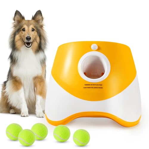 Automatische Ballwurfmaschine, Ballwerfer for Hunde, Ballwerfer for Hunde, Ballwurfmaschine for Haustiere, Tennisballwerfer, inklusive 6 2-Zoll-Bällen, interaktives Spielzeug ( Color : Orange ) von Shamdrea