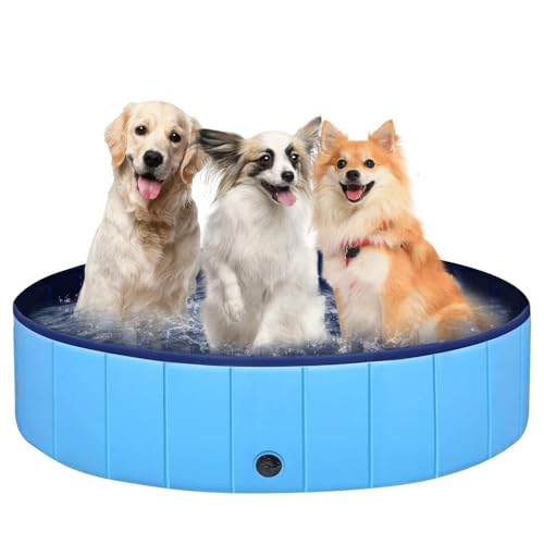 Große Planschbecken for Hunde im Freien – Perfekt for den Einsatz im Garten, auf der Terrasse im Sommer und for Abenteuer im Freien(Blue,100 * 30cm) von Shamdrea