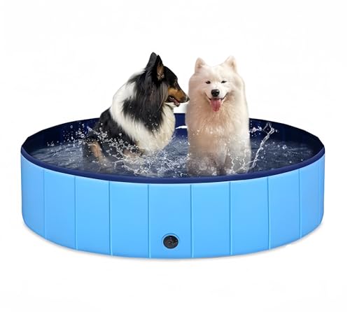 Große Planschbecken for Hunde im Freien – Perfekt for den Einsatz im Garten, auf der Terrasse im Sommer und for Abenteuer im Freien(Blue,80 * 30cm) von Shamdrea