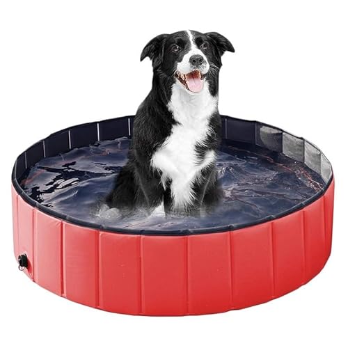 Große Planschbecken for Hunde im Freien – Perfekt for den Einsatz im Garten, auf der Terrasse im Sommer und for Abenteuer im Freien(Red,100 * 30cm) von Shamdrea