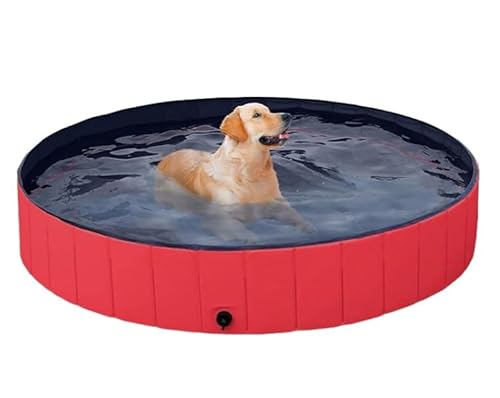 Große Planschbecken for Hunde im Freien – Perfekt for den Einsatz im Garten, auf der Terrasse im Sommer und for Abenteuer im Freien(Red,80 * 30cm) von Shamdrea