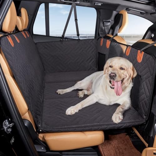 Hunde-Autositzbezug, Hundehängematte for Auto, for Rücksitz, Haustier-Automatte, Harte Unterseite, Verlängerung, Kratzfest, schmutzabweisend, mit Beobachtungsfenster (Color : Black) von Shamdrea