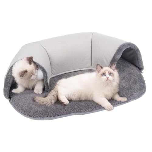 Katzentunnelbett, flauschiger Katzen-Donut-Tunnel, 2-in-1-Katzenbett, abnehmbar, leicht zu verstauen, for Katzen im Innenbereich, waschbares Bett for Katzen mit hängendem Spielzeug, Komfort(Color:Plus von Shamdrea