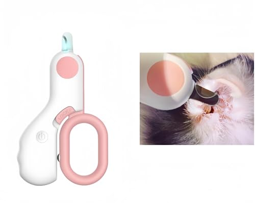 Krallenknipser for Haustiere mit LED-Licht – for sicheren und präzisen Schneiden der Krallen von Hunden, Katzen und Kleintieren(Pink) von Shamdrea