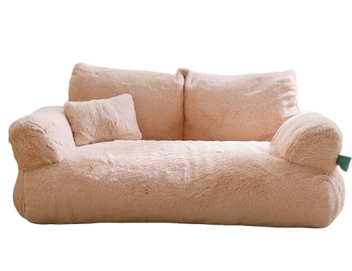 Shamdrea Chic Pet Lounger – Katzensofa aus Kunstfell, konturierte Unterstützung for Katzen und kleine Hunde, rutschfest(Beige,L) von Shamdrea