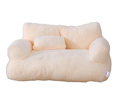 Shamdrea Chic Pet Lounger – Katzensofa aus Kunstfell, konturierte Unterstützung for Katzen und kleine Hunde, rutschfest(White,L) von Shamdrea