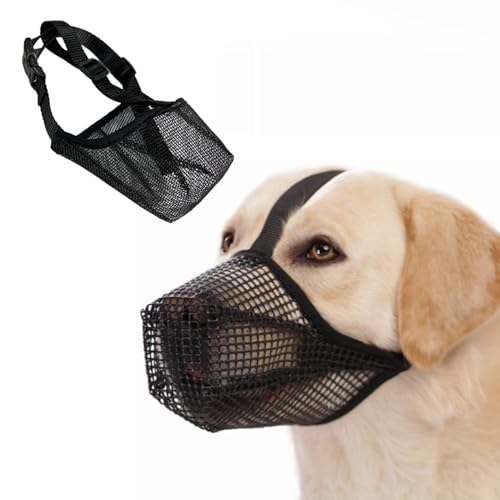 Maulkorb für Hunde,Verstellbarer Welpenmaulkörbe Atmungsaktive Haustier Maske Hundetraining Mit Verstellbarem Schultergurt und Schnalle Maulkorb für Kleine Mittlere Große Hunde Dog (L) von ShanBye