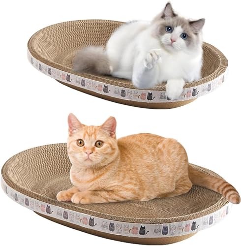 Kratzpappe Für Katzen Rund, 2 In 1 Rund Katzenkratzer Schüssel Nest, Katzenkratzbretter,Katzenkratzbretter Pappe Oval, Katzenspielzeug Für Spielzimmer, Wohnzimmer, Kätzchennest von Shannan