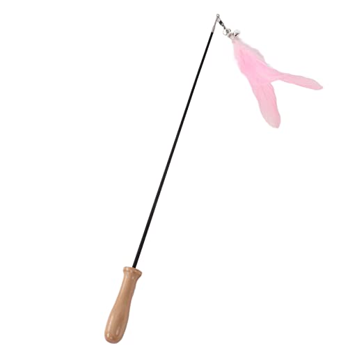 Feather Bell Lustiger Katzenstock, Natur 81,5 cm / 32 Zoll Katzenstockspielzeug für Indoor-Katzen(Rosa) von Shanrya