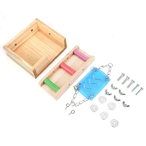 Hamster Spielzeug Set Cute Wooden Pet House Cage Kleintier Eichhörnchen Maus Leiter Dachboden Schaukel(Mehrfarbig) von Shanrya