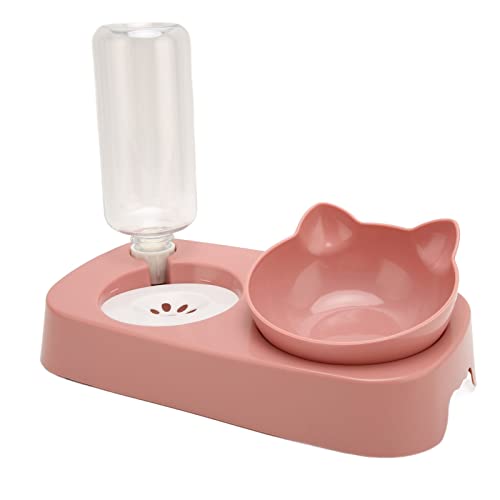 Haustier-Wassernapf, Abnehmbares Katzen-Wasserflaschen-Futternapf-Set, Automatisch Angehobenes PP-Material, Ungiftig, für Mittelgroße Hunde und Welpen (PINK) von Shanrya