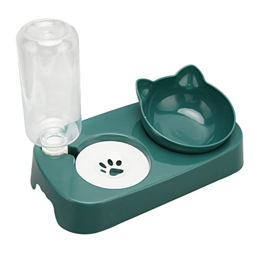 Haustier-Wassernapf, Abnehmbares Katzen-Wasserflaschen-Futternapf-Set, Automatisch Angehobenes PP-Material, Ungiftig, für Mittelgroße Hunde und Welpen (dunkelgrün) von Shanrya