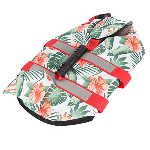 Hunde-Schwimmweste, überlegener Auftrieb, Hawaiianischer Stil, Reflektierender Streifen, Hunde-Schwimmweste, Flexible Schnalle, Notfall-Klettverschluss-Design (L) von Shanrya