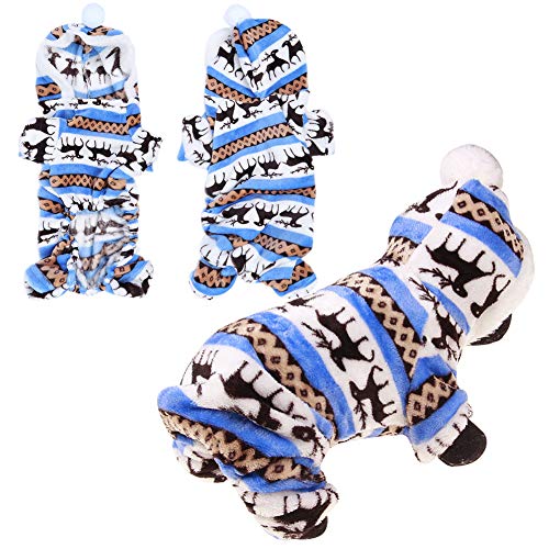 Hundebekleidung Winter Weichem Plüsch Blau Haustier Kostüm Hoodies für Katze Welpen Overall Kleidung Outfit(L) von Shanrya