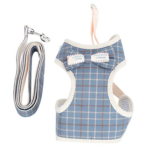 Katzenwestengeschirr, Haustiergeschirr Katzenweste mit Verstellbarer Leine Katzengeschirr mit Leine für Katzenweste für Leine Pet(Blue Plaid, Medium (Suitable for 6-12 kg)) von Shanrya