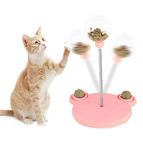 Leckerli-Spender-Spielzeug für Katzen, Kreisförmiges Spielzeug für Katzen, Design mit Auslaufendem Futter, verschleiß- und Reißfester Kunststoff, Niedliche Basis in Bärenform mit von Shanrya