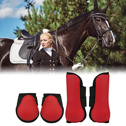 Pferdesehnenstiefel, PU Shell Horse Vorderhinterbeinstiefel zum Springen für das Pferdetraining zum Laufen(Satz rot, m) von Shanrya