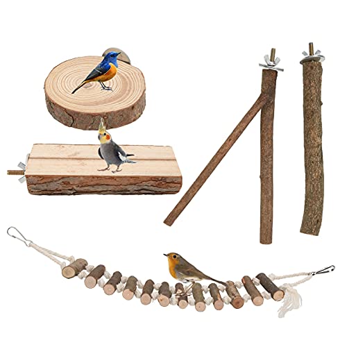 Shanrya Holz-Vogel-Barsch-Set, aus natürlichem Woo Birds Barsch-Plattform-Set für den Außenbereich für Vögel für Zuhause für Papageien von Shanrya