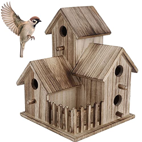 Holz Vogelhaus, Vogelfutterhaus Futterhaus Gartendekoration Robust Langlebig Vogelhaus Vögel Nisthaus Nistkasten Holz Futterhaus für Vögel zum aufhängen Garten und Balkon, von Shanrya