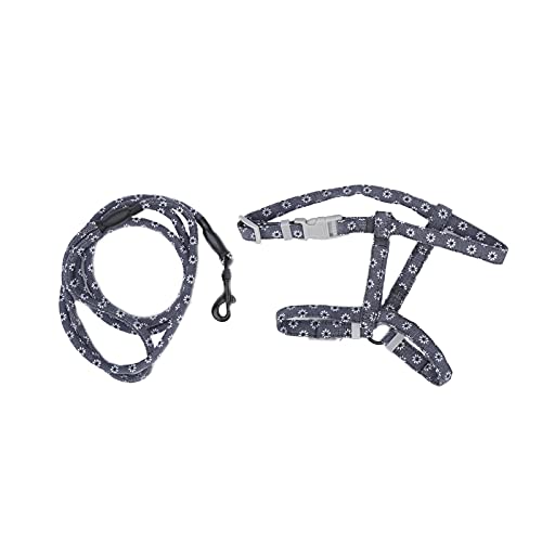 Shanrya Katzengeschirr und Leine Set, Pet Supply Geschirr und Leine Set für Haustiere Kaninchengeschirr Leine Set Cat Walking Rope für Katzen mit einem Gewicht von 2.5-10kg /(Dunkelgraue Röschen, m) von Shanrya