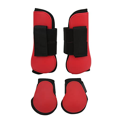 Shanrya Pferdesehnenstiefel Set, Pferdebeinstiefel Komfortable Leicht zu klebende Polsterung für Pferde(Satz rot, m) von Shanrya