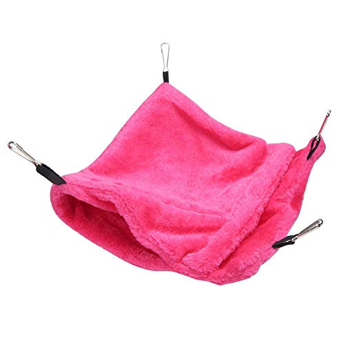 Shanrya Sichere kleine Haustier-Hängematte, bequemes kleines Haustier-Hängebett, ungiftig weich für Hamstertaschenbett(Rose red, Large Size) von Shanrya