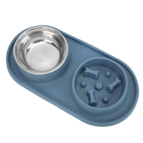 Slow Feeder Hundenapf, Tierfutter und Wassernapf Zusammenklappbarer Edelstahl Anti-Rutsch für Hunde für Katzen(Blau) von Shanrya