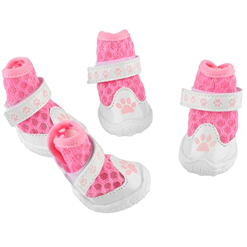 Welpenschuhe, Hundestiefel, Sommer-Gummisohle Zum Wandern, Spazierengehen (PINK) von Shanrya