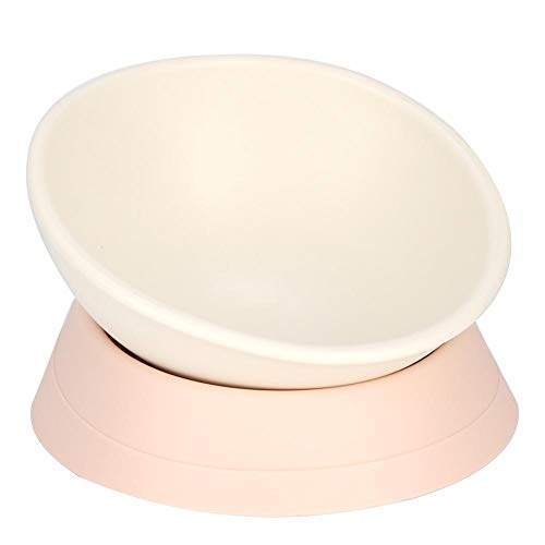 pasamer Pets Bowl Dog Cat Tilted Hundenäpfe Bowl Lovely Fütterungszubehör für Hunde Katzen Feeder Pink White(02) von Shanrya