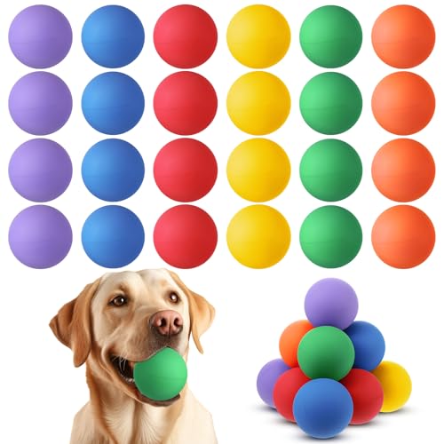 Shappy 24 Stück 6,1 cm Gummibälle für Hunde Welpen Kauspielzeug zum Zahnen, buntes Trainings-Tennisbälle, Hundespielzeug, schwimmende Hüpfbälle zum Spielen, tägliche Übung, Maschinentraining von Shappy