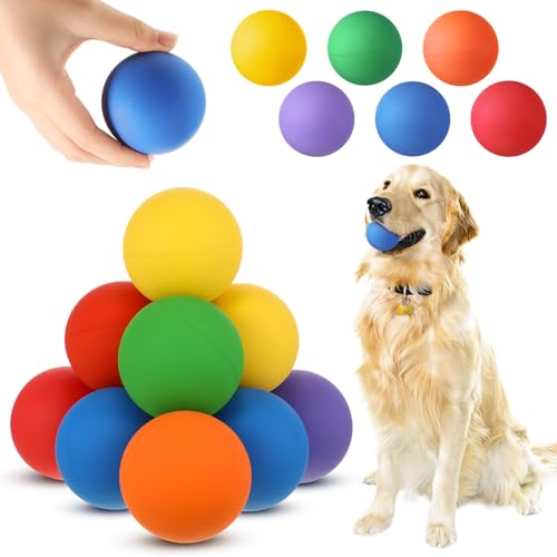 Shappy Gummi-Hundebälle, Tennisbälle für Hunde, bunte Fangbälle für Apportiertraining, 6,1 cm, interaktives Springen und schwimmfähige Hundespielzeugbälle für Park, Strand, 12 Stück von Shappy