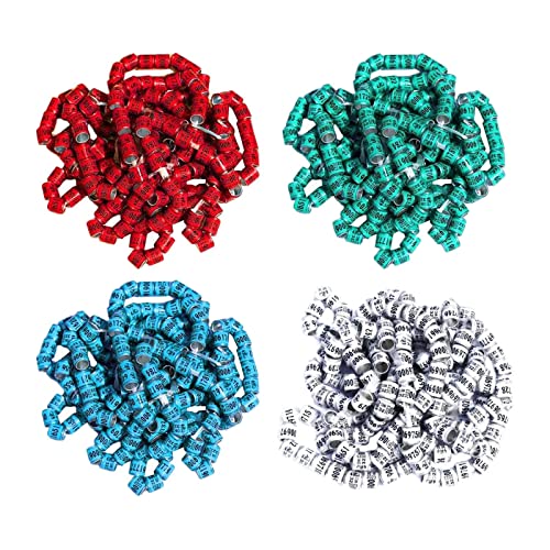 Sharplace 200x 2023 Taubenbeinringe für Wachteln und andere Vögel - Hochwertige Fußbänder, BlauGrünRotWeiß von Sharplace