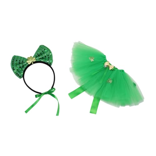 Sharplace 2X Haustier-Haarband und Rock, Haustier-Outfit für den St. Patrick's Day, leicht zu tragendes Kleid, Hundekostüme für Halloween, Rollenhund von Sharplace