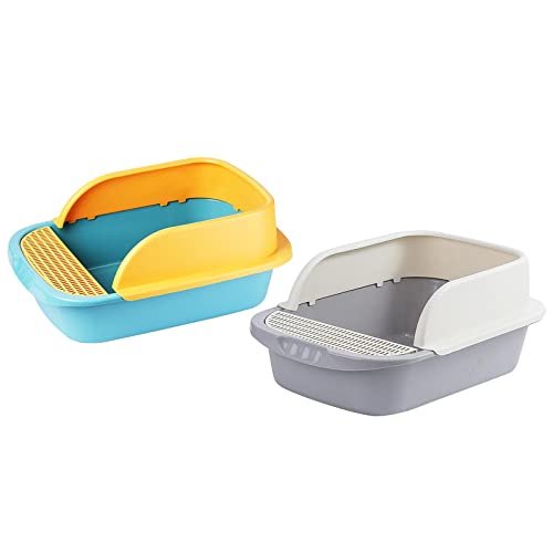 Sharplace 2er Set Katzenklo mit Halterung Hundeablage Sandkasten, Grau und Grün von Sharplace