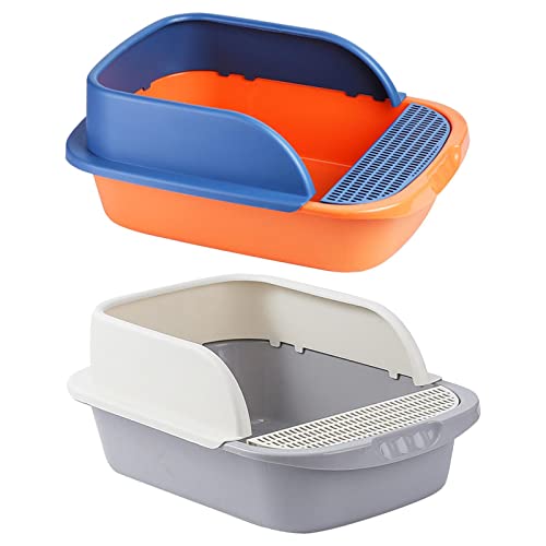 Sharplace 2er Set Katzenklo mit Halterung Hundeablage Sandkasten, Grau und Orange von Sharplace