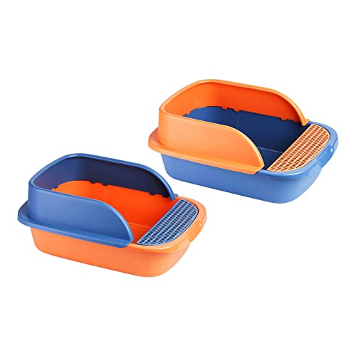 Sharplace 2er Set Katzenklo mit halbgeschlossener Abdeckung, Hundetablett mit Bettrahmen, Orange Farbe Rosa von Sharplace