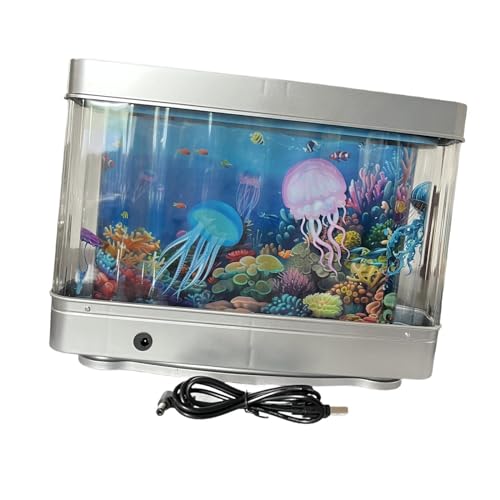 Sharplace Aquarium-Stimmungslampe, Mini Aquarium Dekorative Nachtlicht, künstliche Tropische Landschaft für Office Heim Schlafzimmer, Qualle von Sharplace