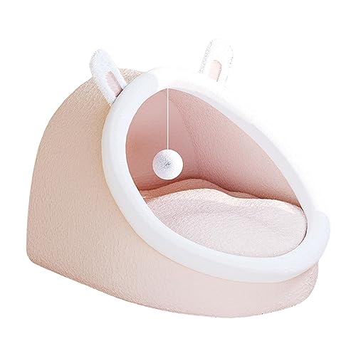 Sharplace Gemütliches Katzenbett mit Spielball - Weiches Plüschkissen für erholsamen Schlaf, Rosa, M von Sharplace