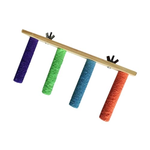 Sharplace Holz Barsch Fenster und Dusche Spielzeugtiere Schnabel Schleifen Vogel Spielzeugklettern Leiter Playstand für Lovebird, 4-stufig von Sharplace