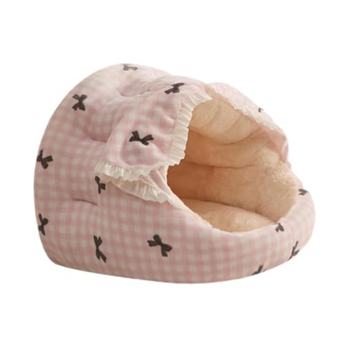 Sharplace Katzenbett mit Kapuze, überdachtes Katzenbett, selbstwärmend, bequemes Katzenbett, Katzennest, Plüschhöhle mit Kapuze für Kaninchen im Innenbereich, Rosa von Sharplace