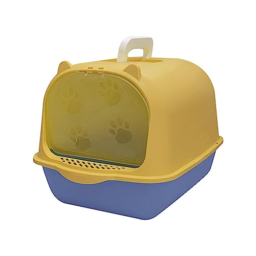 Sharplace Katzentoilette mit Abnehmbarer Haube, geschlossene Katzentoilette, leicht zu reinigen, hoher Rand, Gelb/Blau von Sharplace