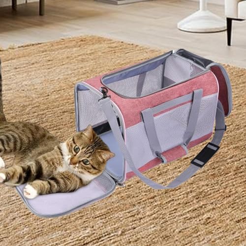 Sharplace Katzentragetasche, Hundetragetasche, Handtasche, tragbar, atmungsaktives Mesh, von Fluggesellschaften zugelassen, Haustier-Reisetransporttasche für, ROSA von Sharplace