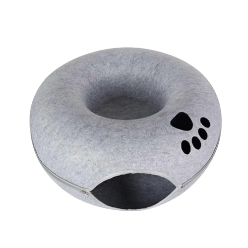 Sharplace Katzentunnelbett, Katzen-Donut-Tunnel für Haustier-Katzenhaus, All-Season-Nest, atmungsaktiver Filz-Innenraum, Katzenspieltunnel, Katzenhöhle, Hellgrau 50x20cm von Sharplace