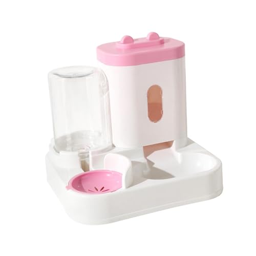 Sharplace Katzenwasserspender und Futter-Set, Katzenwasserbrunnen, 1-Liter-Tränke, 2-Liter-Futterspender, tragbarer automatischer Katzentrink, Rosa von Sharplace