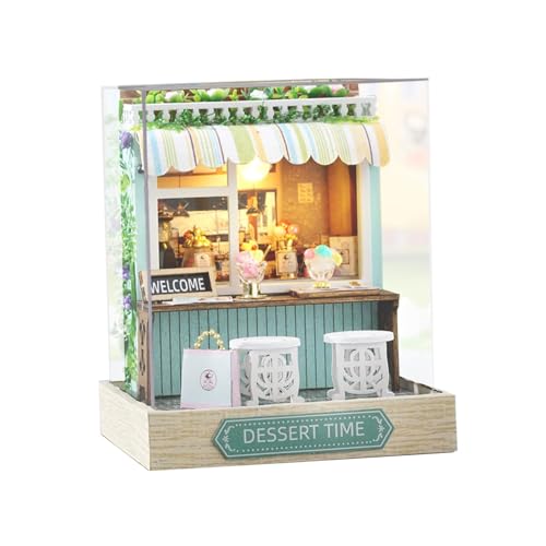 Sharplace Puppenhaus Miniatur 3D Holzpuzzle Handarbeit Handwerk Puppenhaus Eingebaute LED für Geburtstagsgeschenk Freund Kinder Erwachsene Familie, Dessertzeit von Sharplace